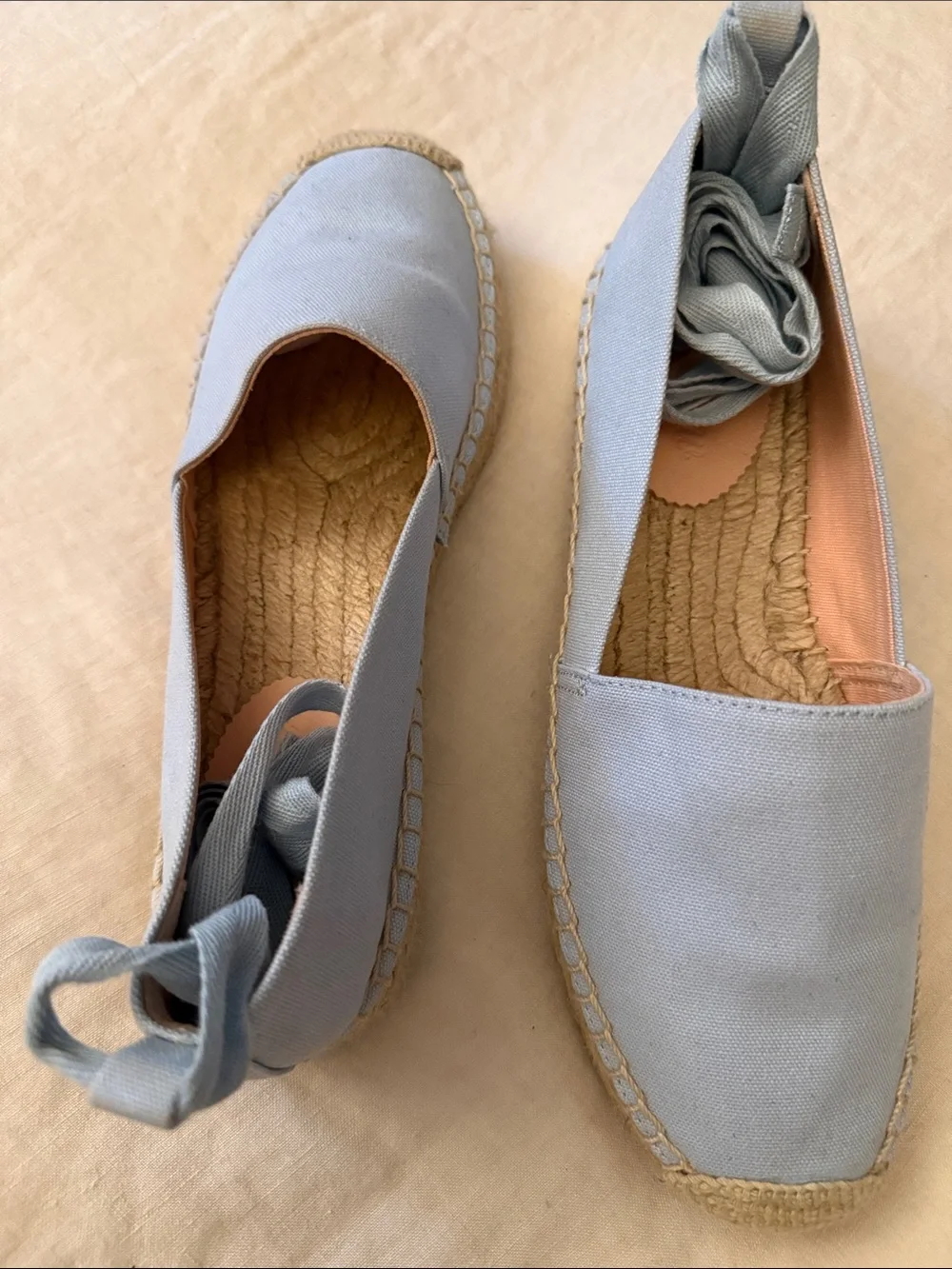J. Crew Pale Blue Canvas Espadrilles with Jute Sole size 8